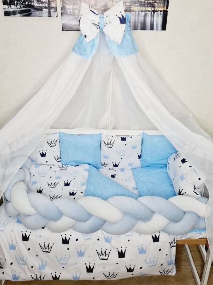 ❤ Набір з косою на 2 боки Bonna. Принт - Корони з горошком на блакитному (#19709140) ✓ Anna Konvert 2