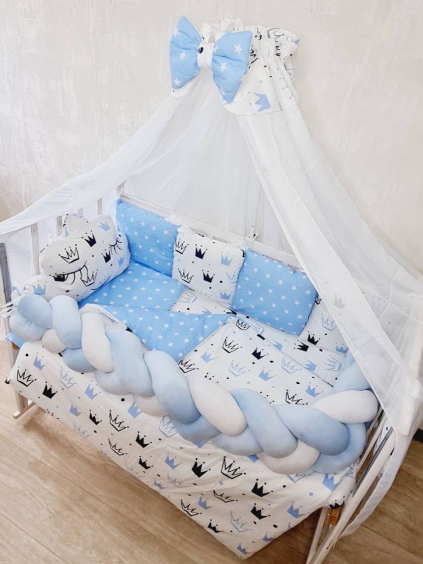 ❤ Набір з косою на 2 боки Bonna. Принт - Корони з зірками на блакитному (#3464993) ✓ Anna Konvert