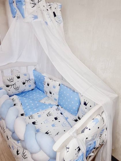 ❤ Набір з косою на 2 боки Bonna. Принт - Корони з зірками на блакитному (#3464993) ✓ Anna Konvert 2