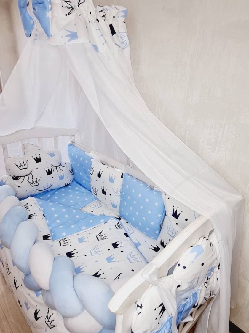 ❤ Набір з косою на 2 боки Bonna. Принт - Корони з зірками на блакитному (#3464993) ✓ Anna Konvert