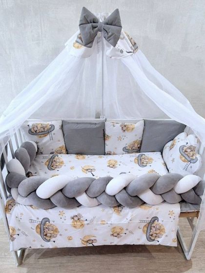 ❤ Набір з косою на 2 боки Bonna. Принт - Сірий однотон з ведмедями на луні (#31439222) ✓ Anna Konvert 2