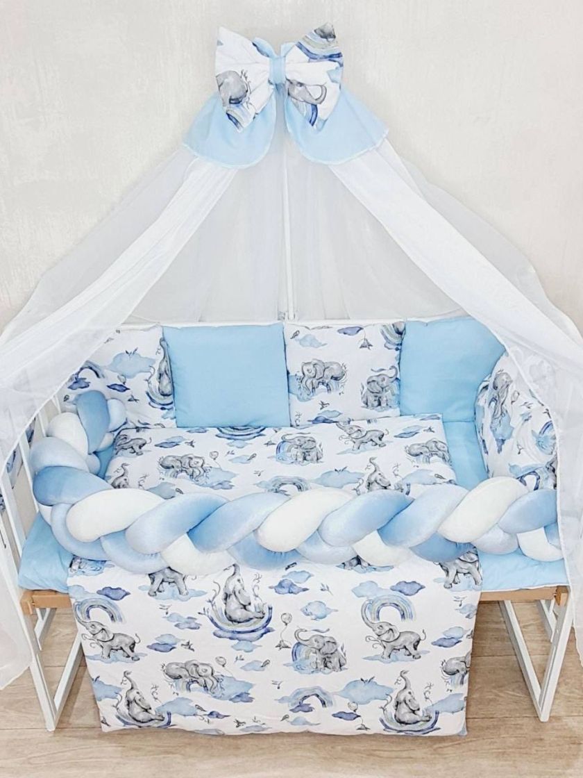 ❤ Набір з косою на 2 боки Bonna. Принт - Слони блакитні (#55586045) ✓ Anna Konvert