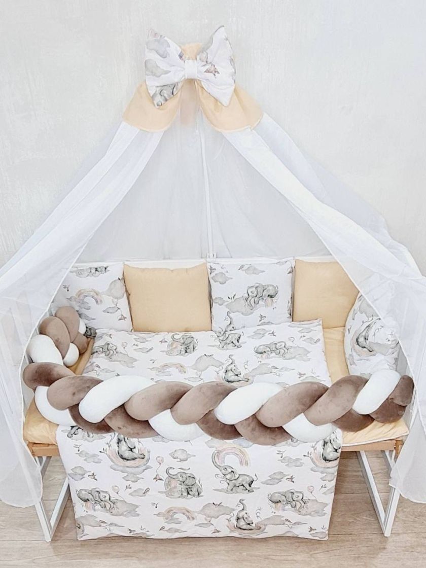 ❤ Набір з косою на 2 боки Bonna. Принт - Слони бежеві (#51800855) ✓ Anna Konvert