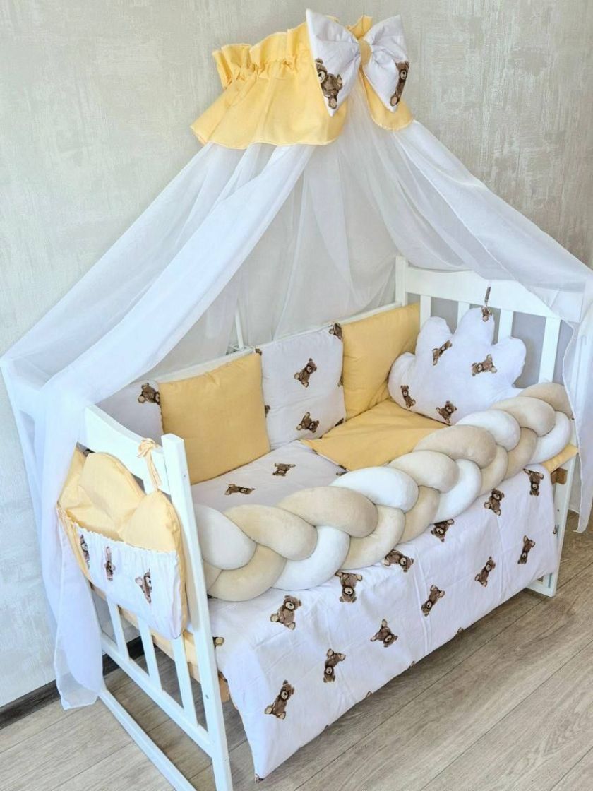 ❤ Набір з косою на 2 боки Bonna. Принт - Ведмедик сидячий з вершковим однотоном (#18039517) ✓ Anna Konvert