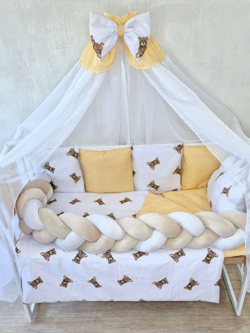 ❤ Набір з косою на 2 боки Bonna. Принт - Ведмедик сидячий з вершковим однотоном (#18039517) ✓ Anna Konvert