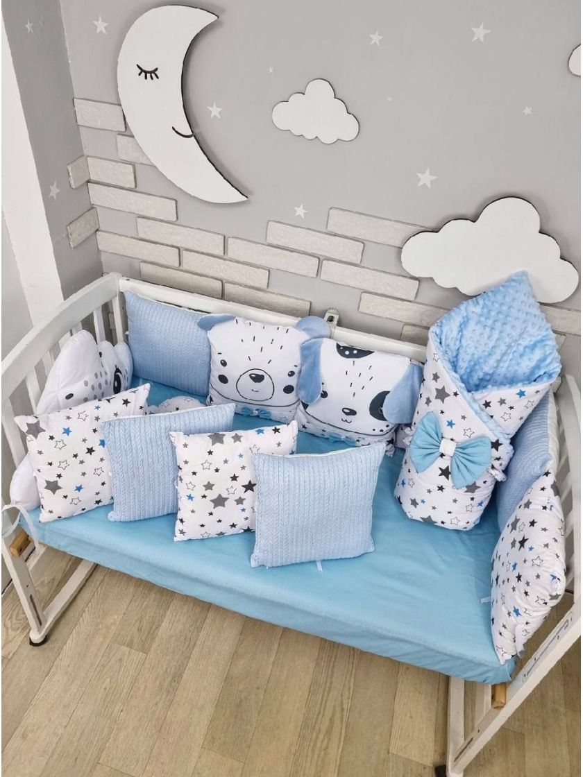 ❤ Набір у ліжко звірі з вʼязкою. Принт - Блакитний. Тип - Подушки (#34890689) ✓ Anna Konvert