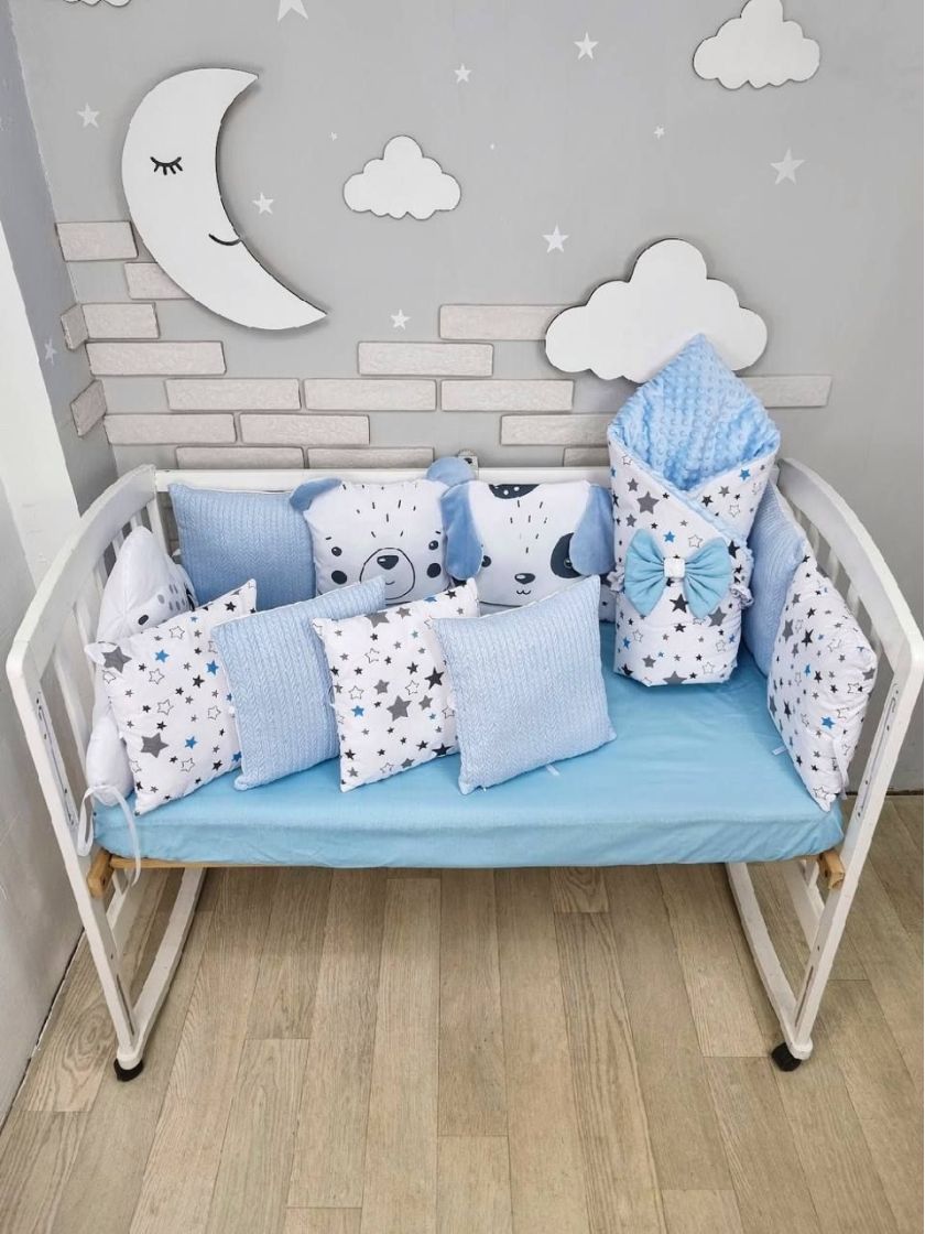 ❤ Набір у ліжко звірі з вʼязкою. Принт - Блакитний. Тип - Подушки (#34890689) ✓ Anna Konvert