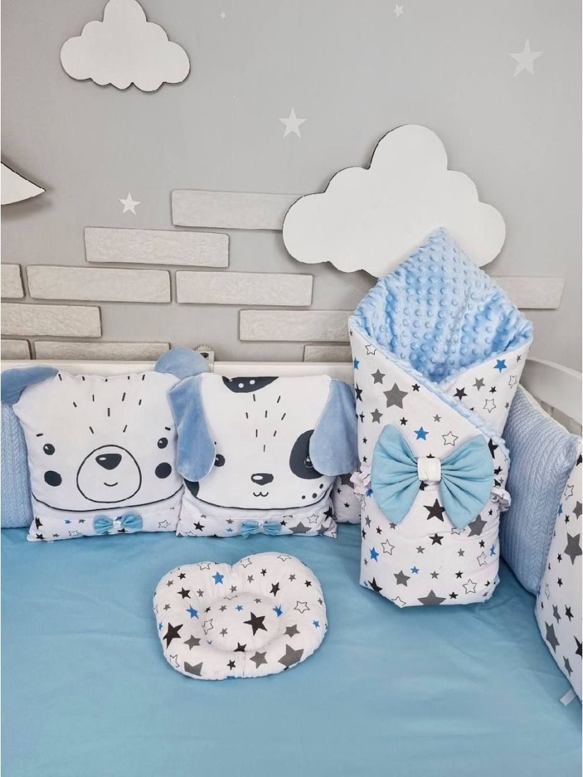 ❤ Набір у ліжко звірі з вʼязкою. Принт - Блакитний. Тип - Подушки (#34890689) ✓ Anna Konvert