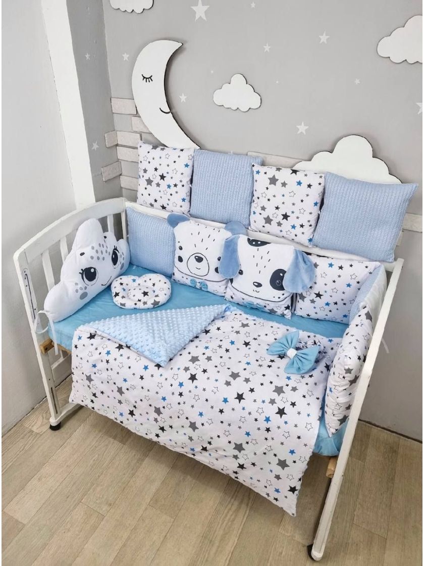 ❤ Набір у ліжко звірі з вʼязкою. Принт - Блакитний. Тип - Подушки (#34890689) ✓ Anna Konvert