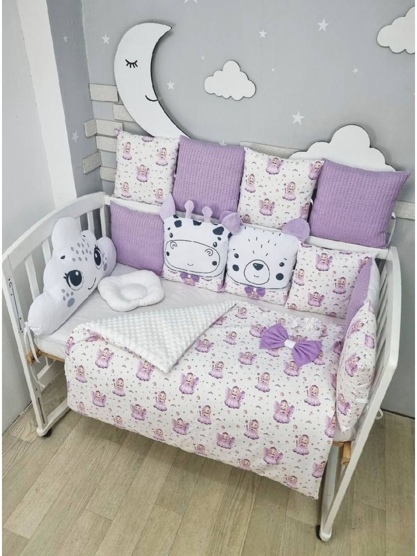 ❤ Набір у ліжко звірі з вʼязкою. Принт - Ліловий. Тип - Подушки (#15381465) ✓ Anna Konvert