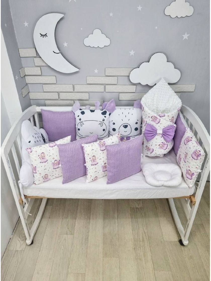 ❤ Набір у ліжко звірі з вʼязкою. Принт - Ліловий. Тип - Подушки (#15381465) ✓ Anna Konvert