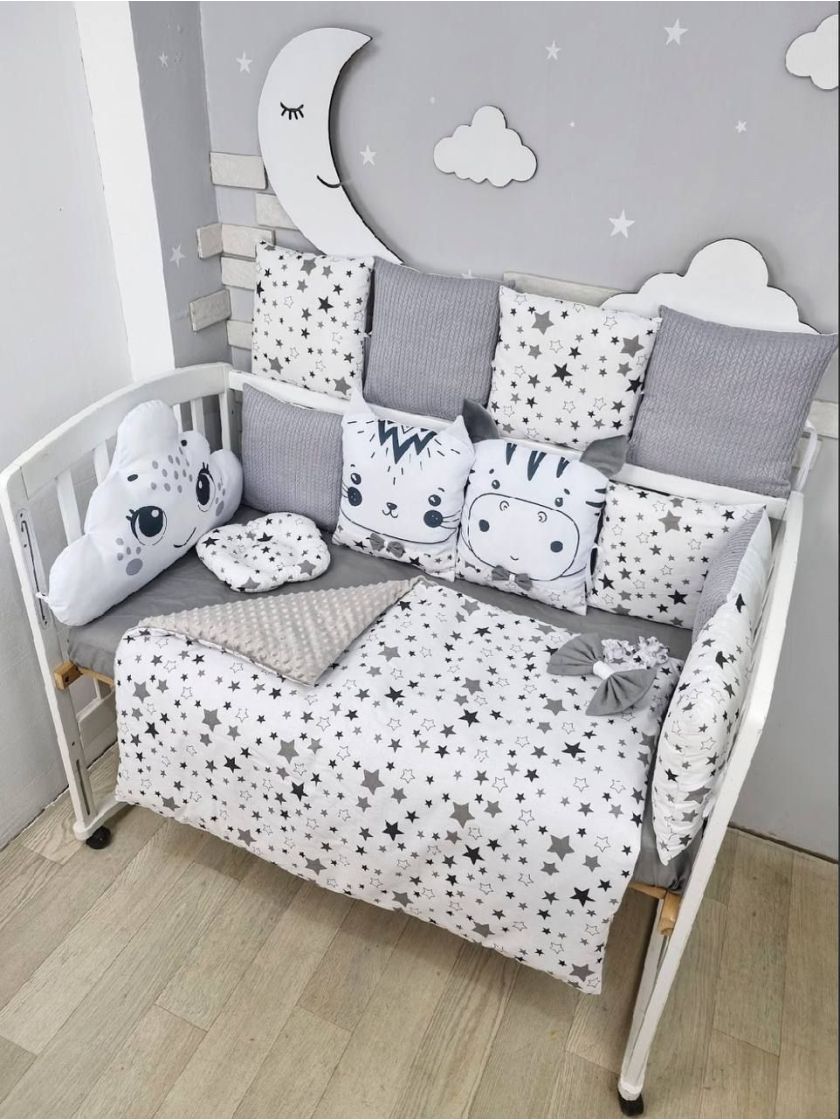 ❤ Набір у ліжко звірі з вʼязкою. Принт - Сірий. Тип - Подушки (#36795580) ✓ Anna Konvert