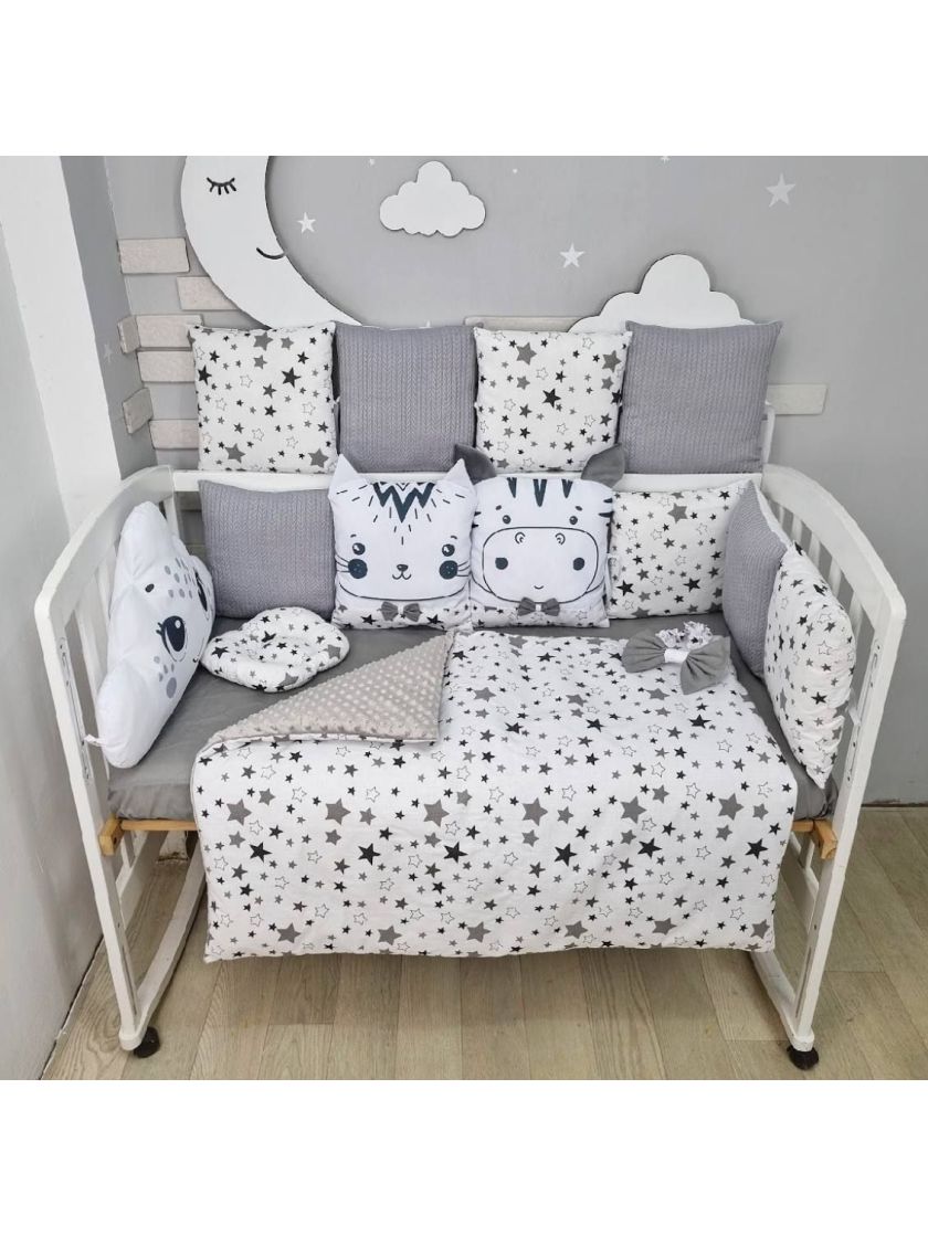 ❤ Набір у ліжко звірі з вʼязкою. Принт - Сірий. Тип - Подушки (#36795580) ✓ Anna Konvert