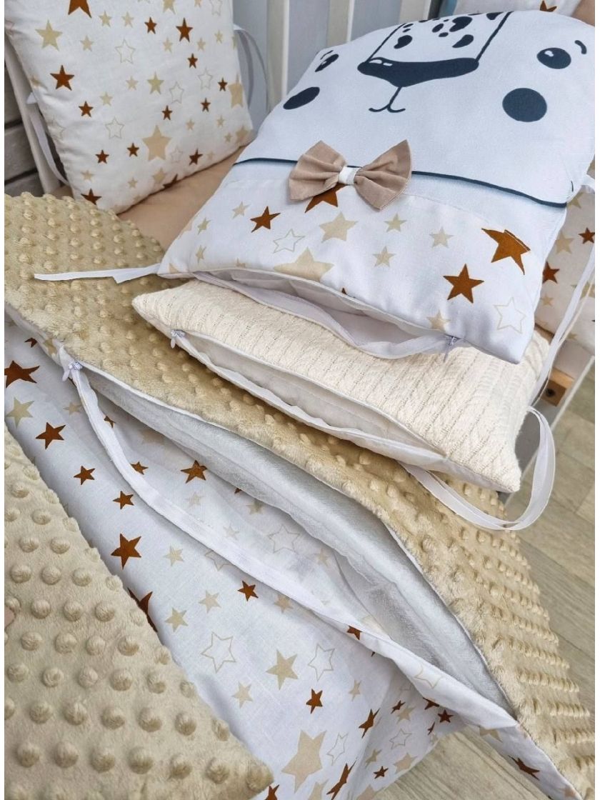 ❤ Набір у ліжко звірі з вʼязкою. Принт - Бежевий. Тип - З косою (#0224) ✓ Anna Konvert