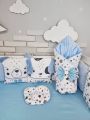 ❤ Набір у ліжко звірі з вʼязкою. Принт - Блакитний. Тип - З косою (#83107488) ✓ Anna Konvert