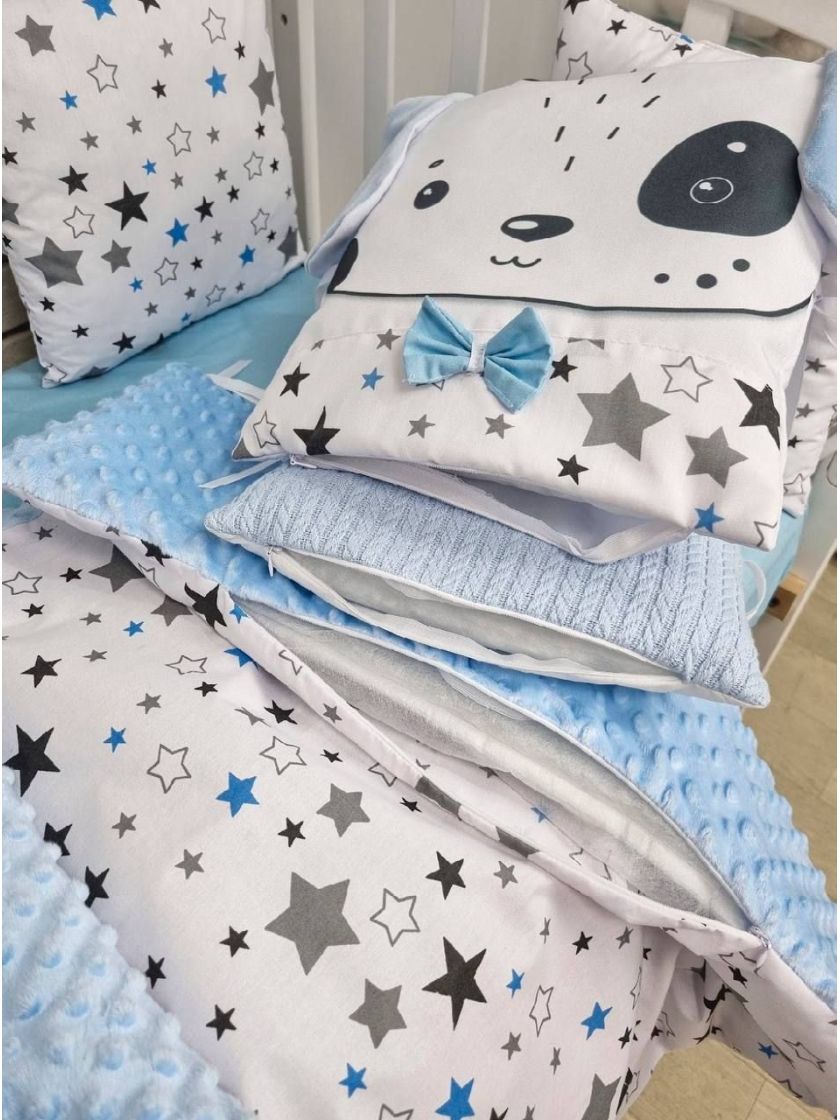 ❤ Набір у ліжко звірі з вʼязкою. Принт - Блакитний. Тип - З косою (#83107488) ✓ Anna Konvert