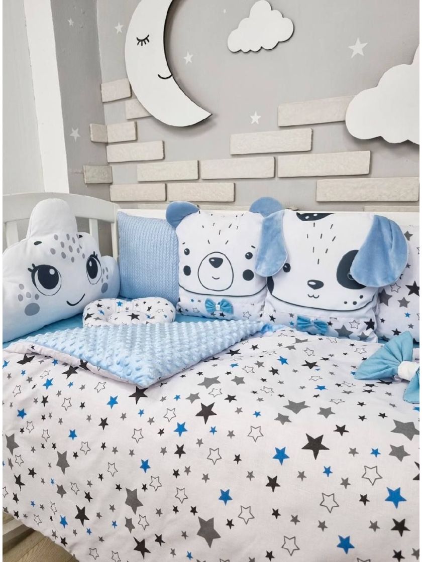 ❤ Набір у ліжко звірі з вʼязкою. Принт - Блакитний. Тип - З косою (#83107488) ✓ Anna Konvert