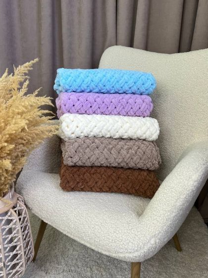 ❤ Пледик пуффі Рожевий, 90см на 70см (#0461-7) ✓ Anna Konvert 2