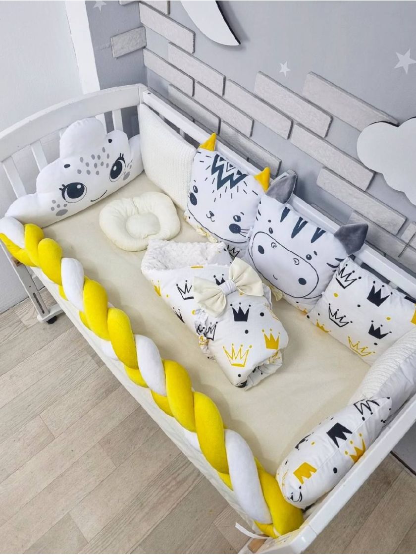 ❤ Набір у ліжко звірі з вʼязкою. Принт - Вершковий. Тип - З косою (#36654851) ✓ Anna Konvert