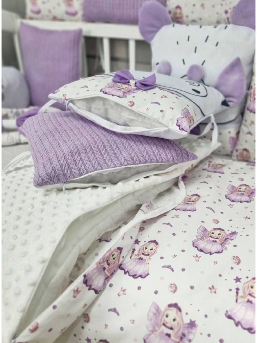 ❤ Набір у ліжко звірі з вʼязкою. Принт - Ліловий. Тип - З косою (#68539741) ✓ Anna Konvert