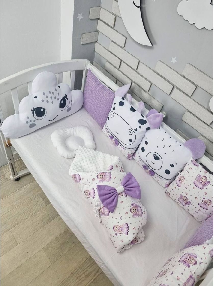 ❤ Набір у ліжко звірі з вʼязкою. Принт - Ліловий. Тип - З косою (#68539741) ✓ Anna Konvert