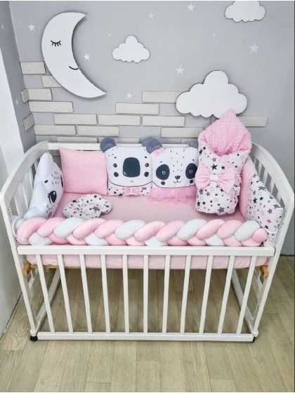 ❤ Набір у ліжко звірі з вʼязкою. Принт - Рожевий. Тип - З косою (#12025675) ✓ Anna Konvert 2