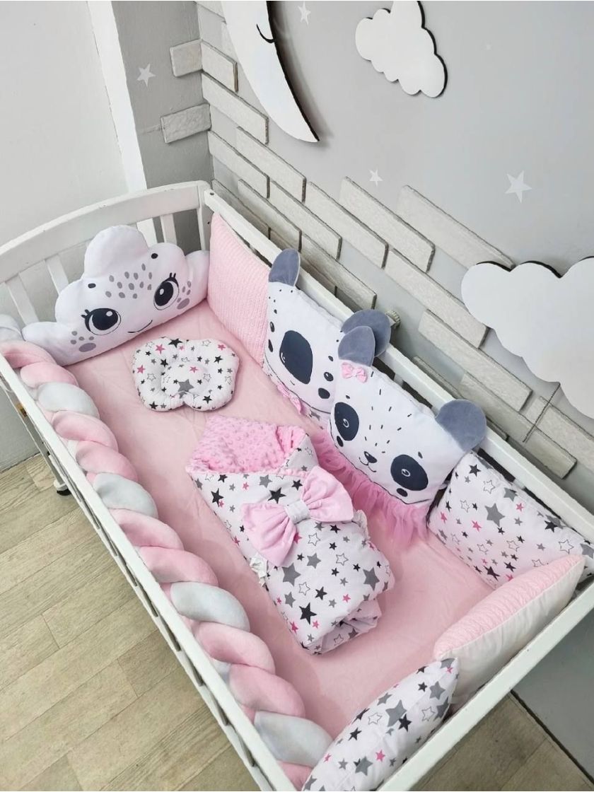 ❤ Набір у ліжко звірі з вʼязкою. Принт - Рожевий. Тип - З косою (#12025675) ✓ Anna Konvert