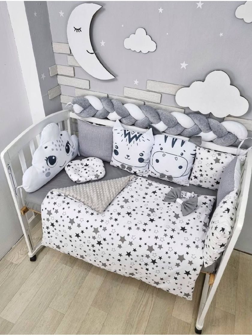 ❤ Набір у ліжко звірі з вʼязкою. Принт - Сірий. Тип - З косою (#69771426) ✓ Anna Konvert