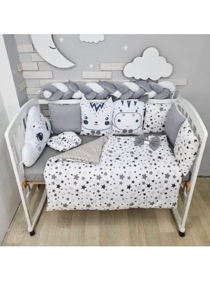 ❤ Набір у ліжко звірі з вʼязкою. Принт - Сірий. Тип - З косою (#69771426) ✓ Anna Konvert 2