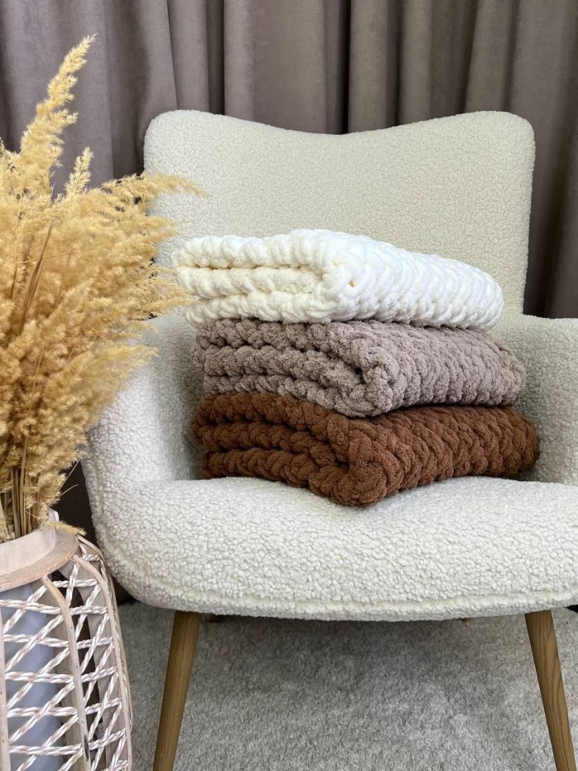 ❤ Пледик пуффі Капучіно, 90см на 70см (#0361-3) ✓ Anna Konvert