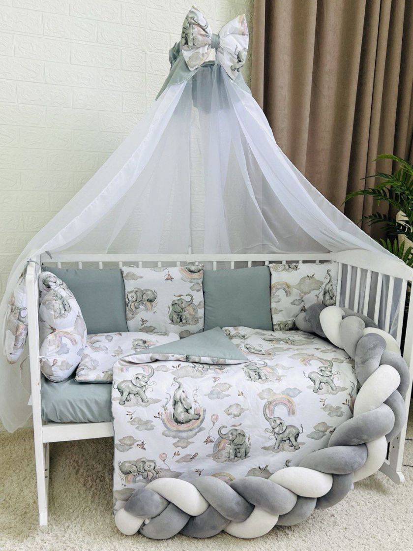 ❤ Набір з косою на 2 боки Bonna. Принт - Слони сірі (#50403763) ✓ Anna Konvert