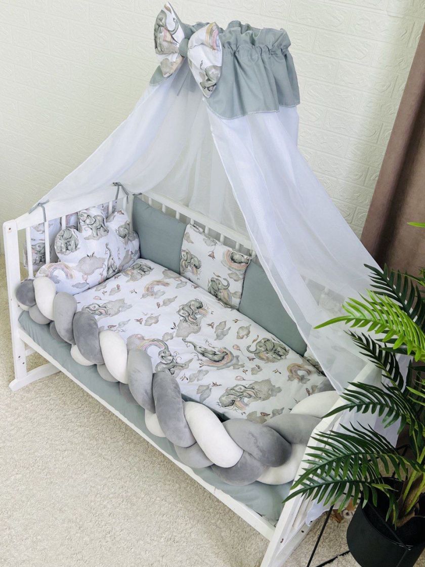 ❤ Набір з косою на 2 боки Bonna. Принт - Слони сірі (#50403763) ✓ Anna Konvert