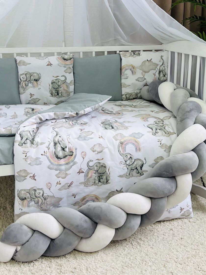 ❤ Набір з косою на 2 боки Bonna. Принт - Слони сірі (#50403763) ✓ Anna Konvert