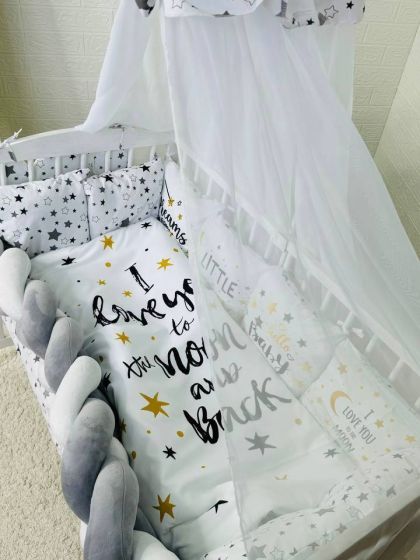 ❤ Набір принт коса з органайзером. Колір - Букви з зірками (#0230) ✓ Anna Konvert 2