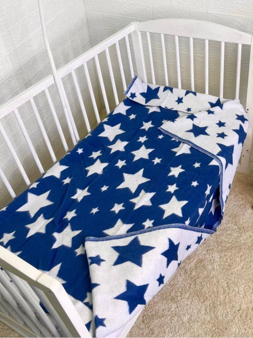 ❤ Плед у пологовий, бавовна 100%, 100*140см. Колір - Синій з зірками (#71929767) ✓ Anna Konvert