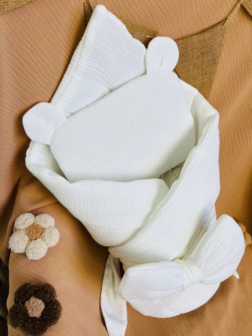 ❤ Мусліновий конверт з подушкою. Принт - Білий однотон (#27835810) ✓ Anna Konvert