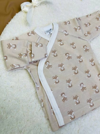 ❤ Комплект 3ка з сорочкою інтерлок 56см, Лисички беж, Бджілка (#12977) ✓ Anna Konvert 2