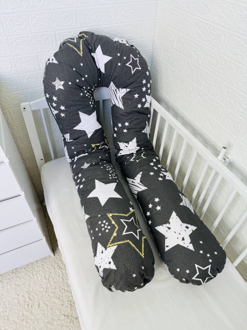 ❤ Подушка для вагітних. Принт - Великі зірки на графітному (#35500794) ✓ Anna Konvert