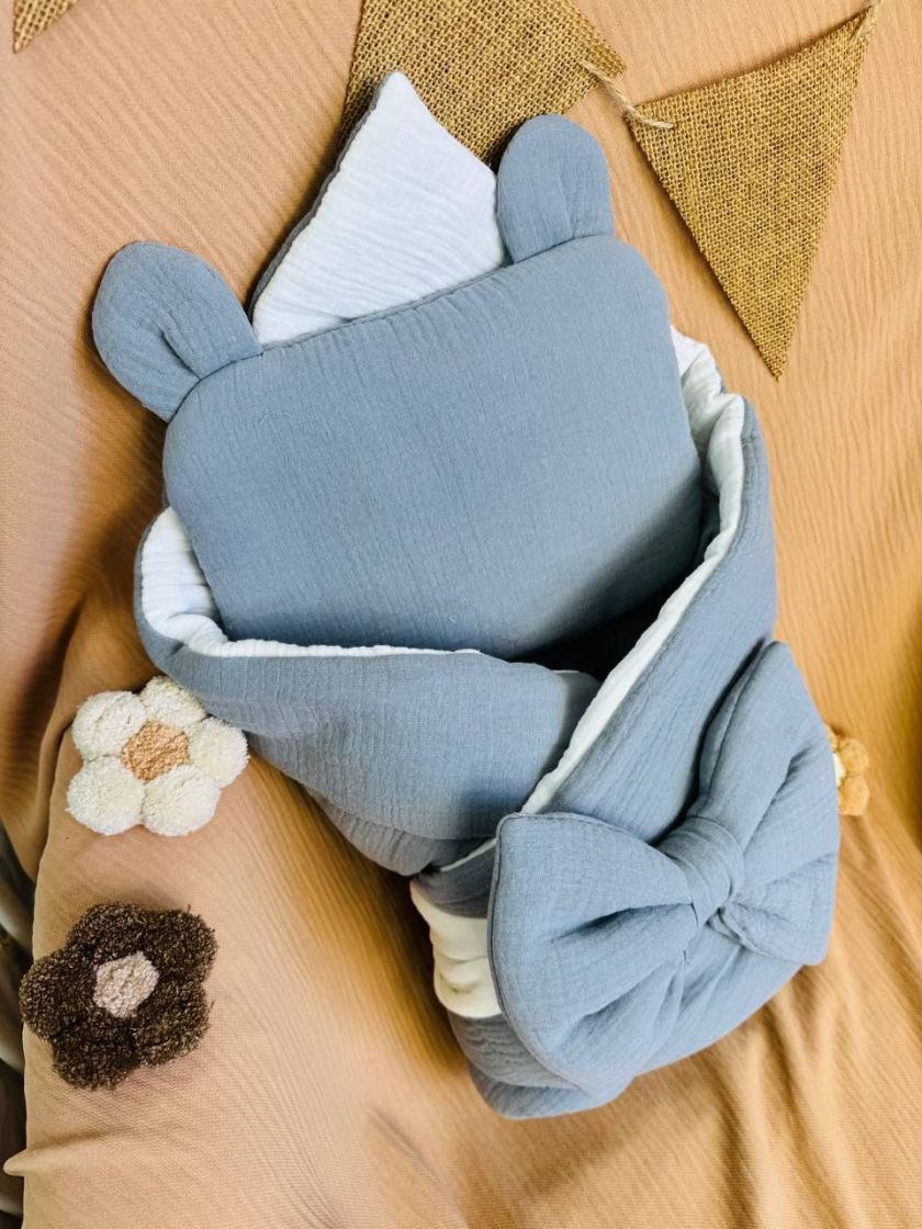 ❤ Мусліновий конверт з подушкою. Принт - Сірий однотон (#31087539) ✓ Anna Konvert