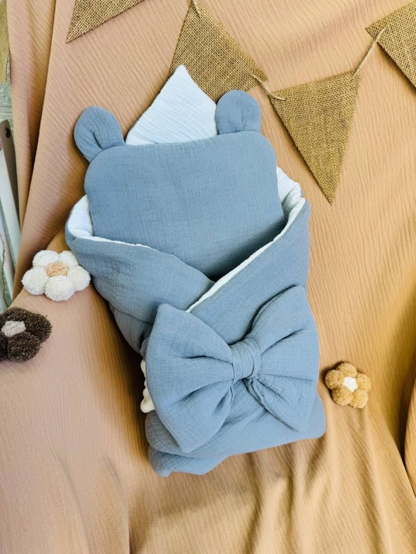 ❤ Мусліновий конверт з подушкою. Принт - Сірий однотон (#31087539) ✓ Anna Konvert