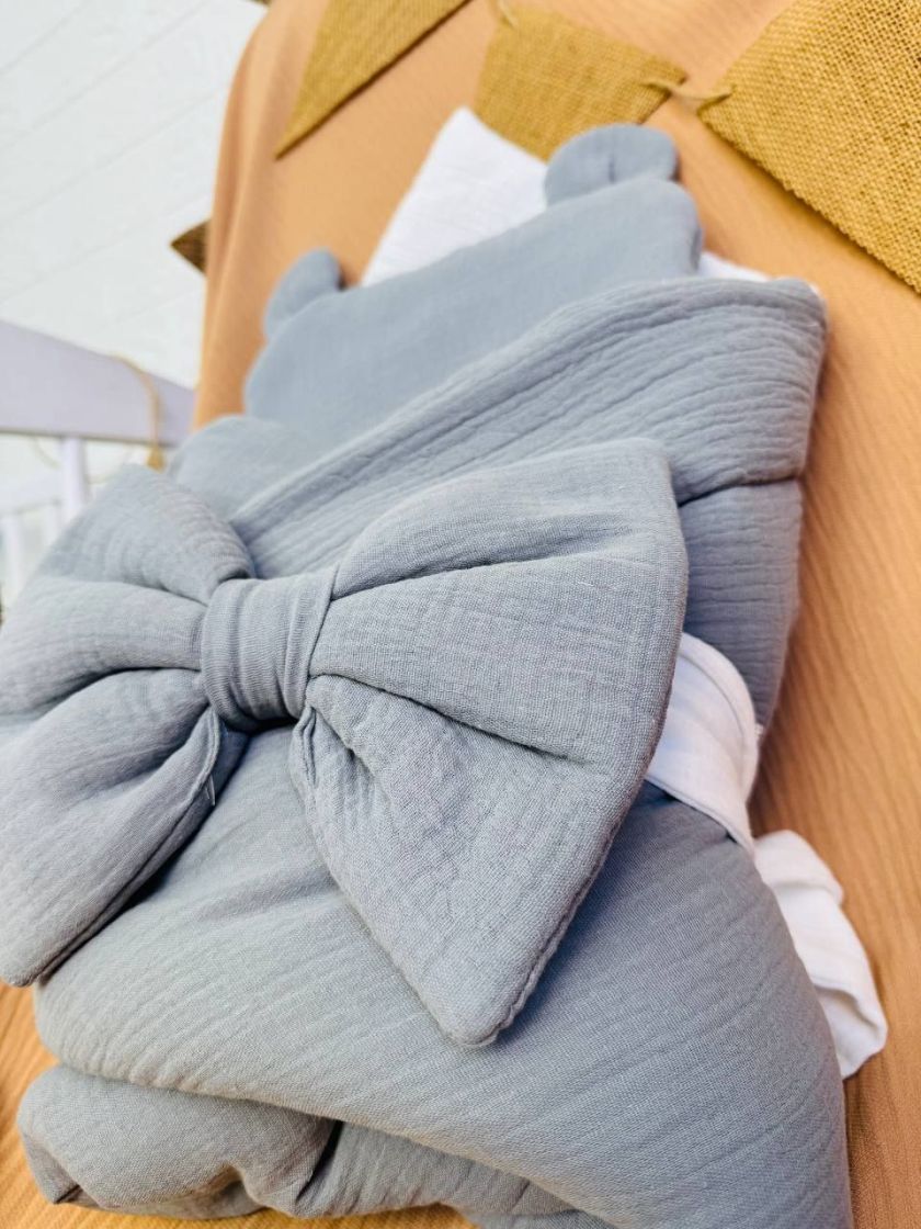 ❤ Мусліновий конверт з подушкою. Принт - Сірий однотон (#31087539) ✓ Anna Konvert