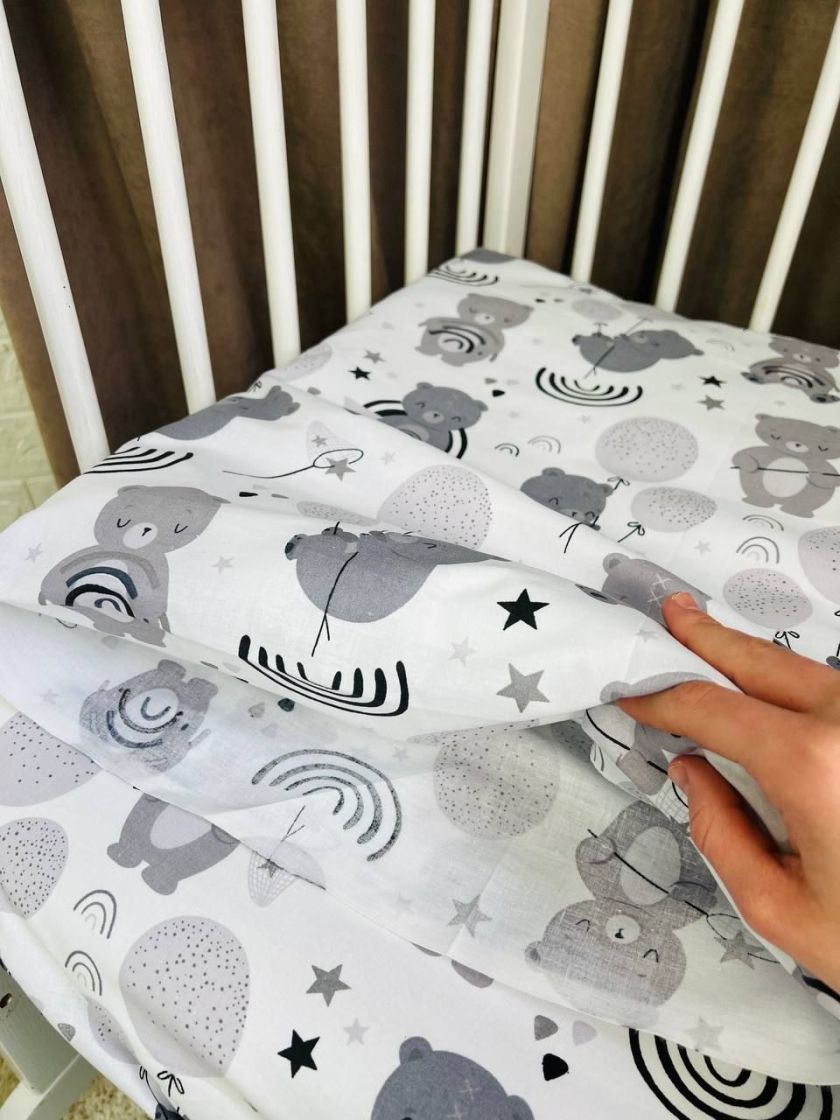 ❤ Змінна дитяча постіль, розмір підковдри 140 см на 110 см. Принт - Ведмедик з веселками сірий (#35528281) ✓ Anna Konvert