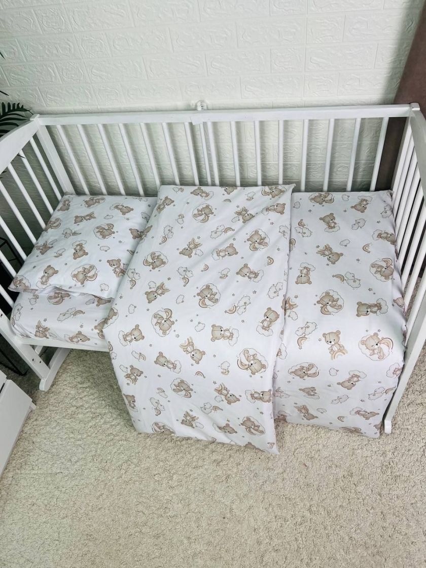 ❤ Змінна дитяча постіль, підковдра 110см на 90см. Принт - Ведмедикі сплячі, невзрачні бежеві (#39219056) ✓ Anna Konvert