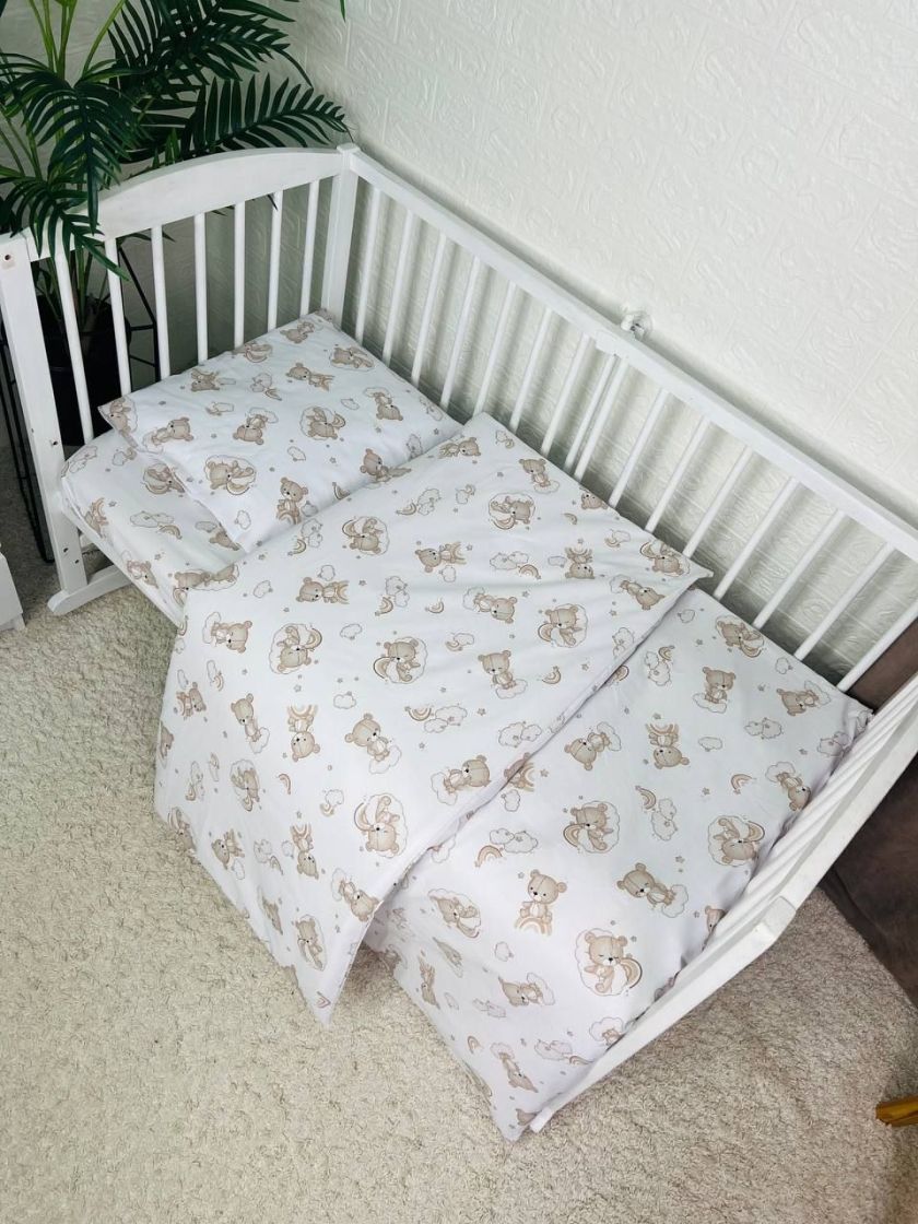 ❤ Змінна дитяча постіль, підковдра 110см на 90см. Принт - Ведмедикі сплячі, невзрачні бежеві (#39219056) ✓ Anna Konvert