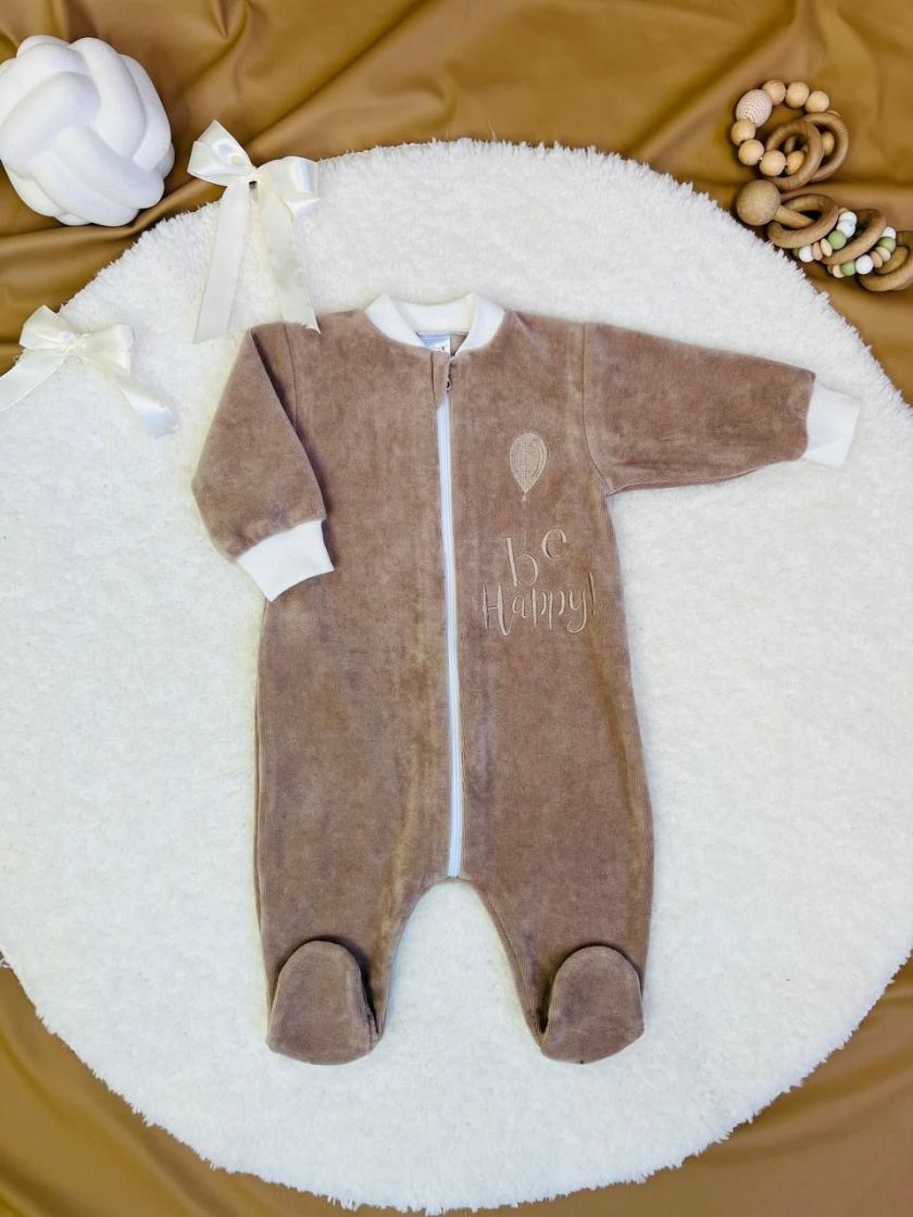 ❤ Комбінезон велюровий "Bee Happy". Колір - Беж. Розмір - 56см (#50499520) ✓ Anna Konvert