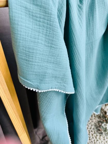 ❤ Плед мусліновий "Бубон". Колір - Морська хвиля. Розмір - 100*140 (#99727475) ✓ Anna Konvert 2