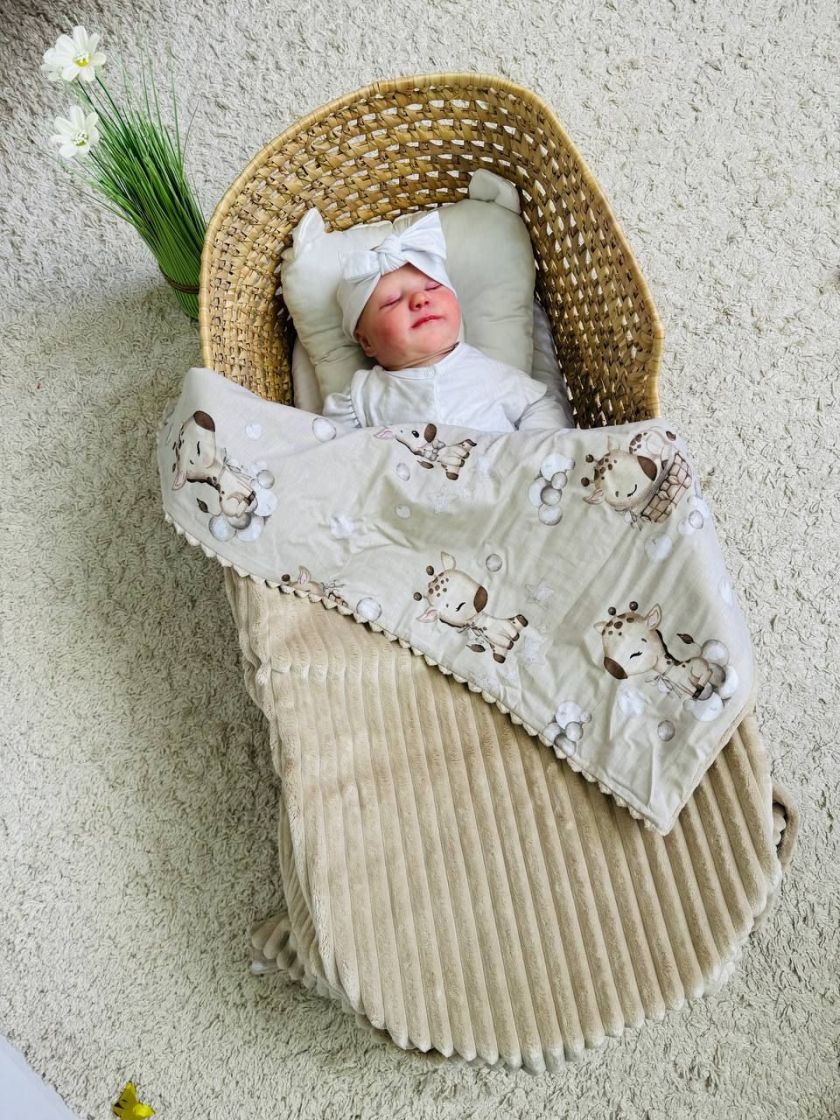 ❤ Плед в пологовий, мінкі плюш, без утеплювача, 100см на 80см. Колір, принт - Плюш смужка беж, жирафики (#85232546) ✓ Anna Konve