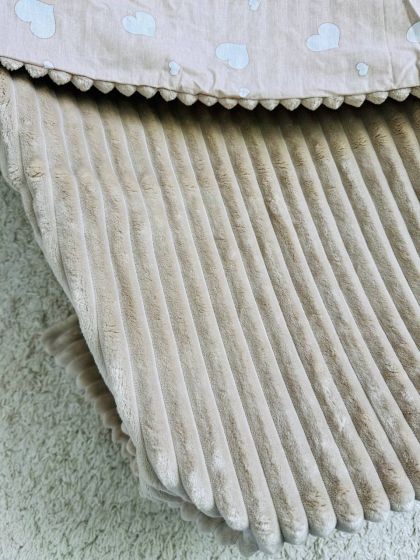 ❤ Плед в пологовий, мінкі плюш, без утеплювача, 100см на 80см. Колір, принт - Плюш смужка беж, сердця білі (#56803898) ✓ Anna Ko 2