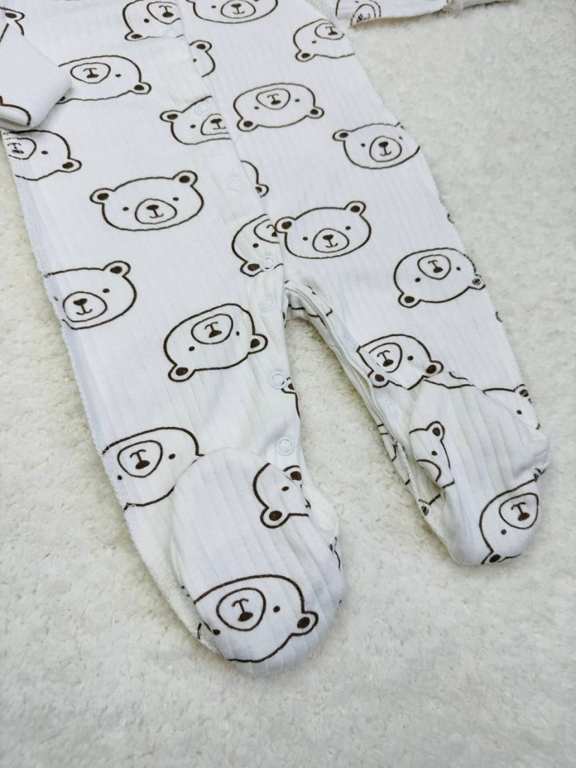 ❤ Чоловічок інтерлок в рубчик, Ромашка. Принт - Молочний з ведмедиками. Розмір - 56-62см (#29122400) ✓ Anna Konvert