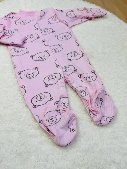 ❤ Чоловічок інтерлок в рубчик, Ромашка. Принт - Рожевий з ведмедиками. Розмір - 56-62см (#74832014) ✓ Anna Konvert 2